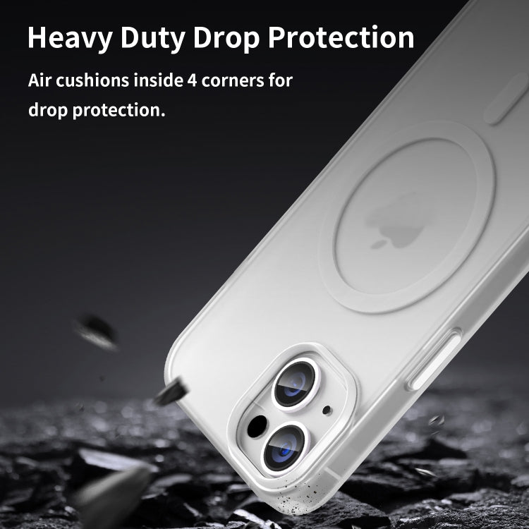 For iPhone 15 MagSafe Frosted Translucent TPU + PC Full Coverage Phone Case(White) - iPhone 15 Cases by buy2fix | Online Shopping UK | buy2fix