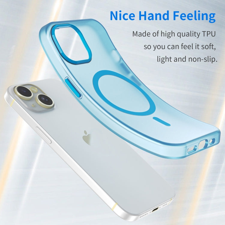 For iPhone 15 MagSafe Frosted Translucent TPU + PC Full Coverage Phone Case(Blue) - iPhone 15 Cases by buy2fix | Online Shopping UK | buy2fix