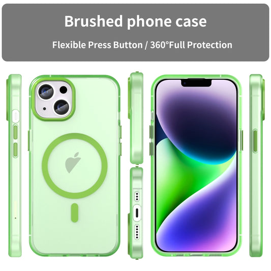 For iPhone 15 MagSafe Frosted Translucent TPU + PC Full Coverage Phone Case(Green) by buy2fix
