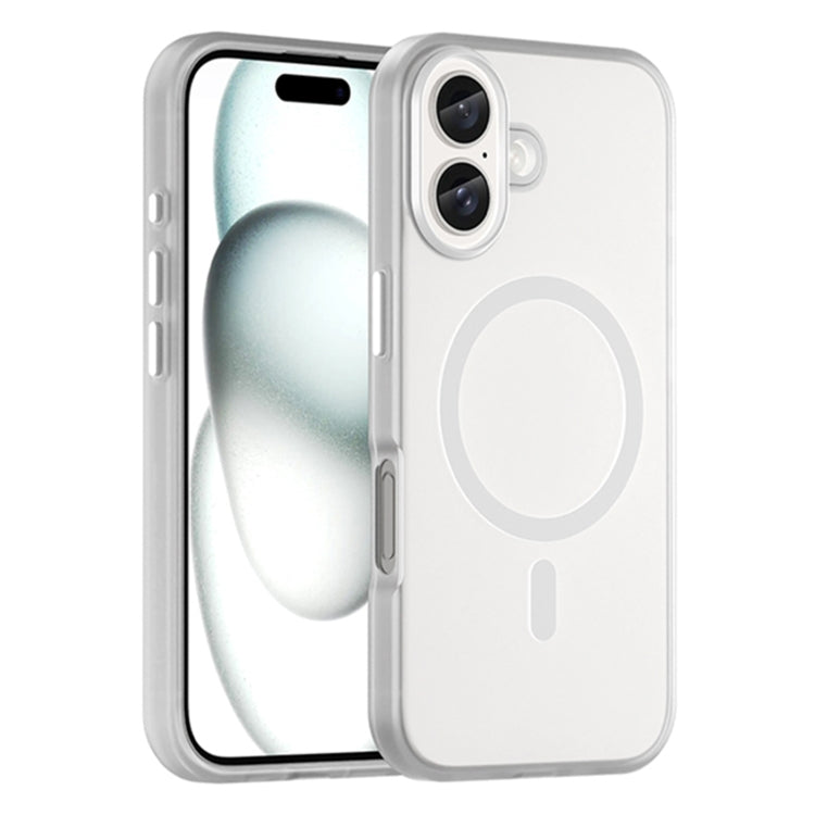 For iPhone 16 Plus MagSafe Frosted Translucent TPU + PC Full Coverage Phone Case(White) - iPhone 16 Plus Cases by buy2fix | Online Shopping UK | buy2fix