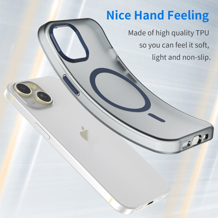 For iPhone 16 Plus MagSafe Frosted Translucent TPU + PC Full Coverage Phone Case(Dark Blue) - iPhone 16 Plus Cases by buy2fix | Online Shopping UK | buy2fix