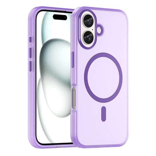For iPhone 16 Plus MagSafe Frosted Translucent TPU + PC Full Coverage Phone Case(Dark Purple) by buy2fix