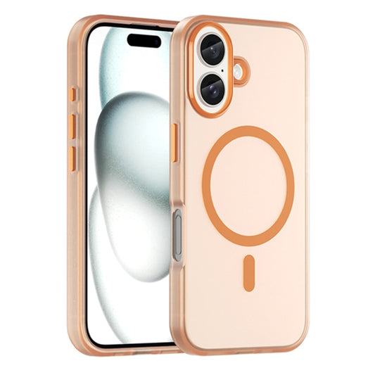 For iPhone 16 Plus MagSafe Frosted Translucent TPU + PC Full Coverage Phone Case(Orange) by buy2fix
