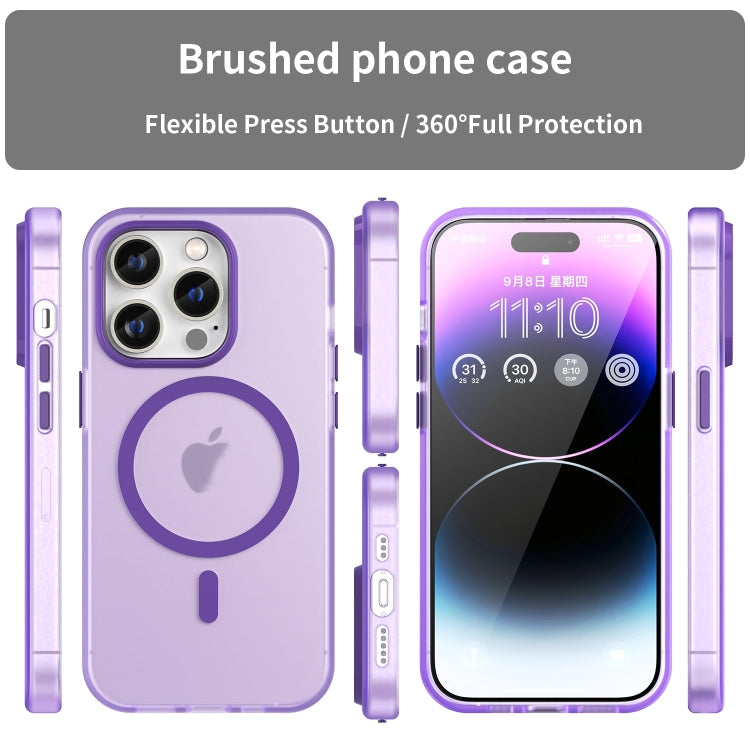 For iPhone 16 Pro Max MagSafe Frosted Translucent TPU + PC Full Coverage Phone Case(Dark Purple) - iPhone 16 Pro Max Cases by buy2fix | Online Shopping UK | buy2fix