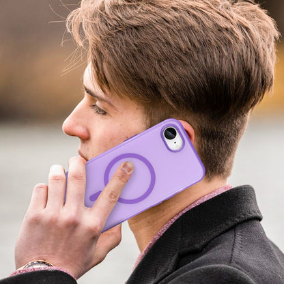 For iPhone 16e MagSafe Frosted Translucent TPU + PC Full Coverage Phone Case(Dark Purple) by buy2fix
