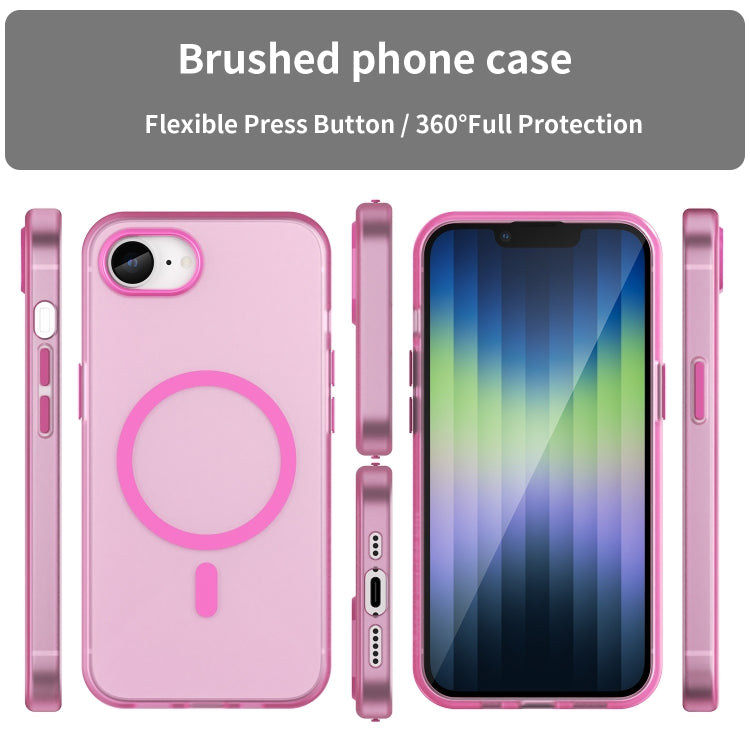 For iPhone 16e MagSafe Frosted Translucent TPU + PC Full Coverage Phone Case(Pink) by buy2fix