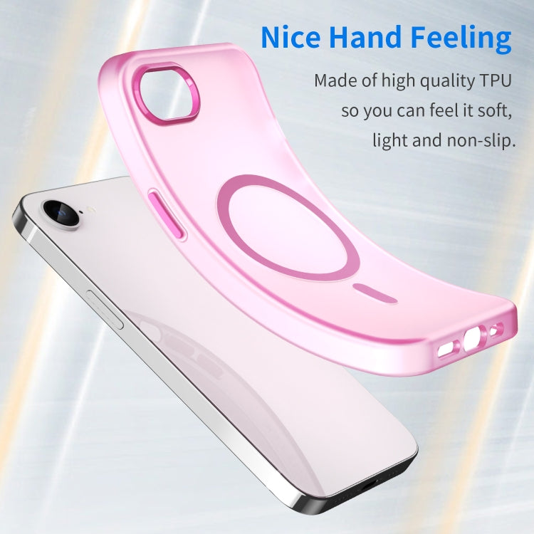 For iPhone 16e MagSafe Frosted Translucent TPU + PC Full Coverage Phone Case(Pink) by buy2fix