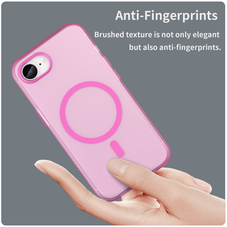 For iPhone 16e MagSafe Frosted Translucent TPU + PC Full Coverage Phone Case(Pink) by buy2fix