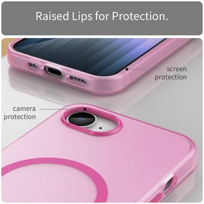 For iPhone 16e MagSafe Frosted Translucent TPU + PC Full Coverage Phone Case(Pink) by buy2fix