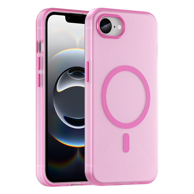 For iPhone 16e MagSafe Frosted Translucent TPU + PC Full Coverage Phone Case(Pink) by buy2fix