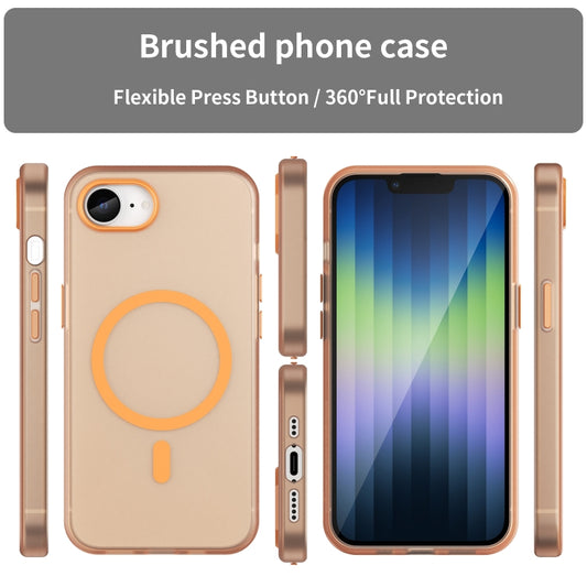 For iPhone 16e MagSafe Frosted Translucent TPU + PC Full Coverage Phone Case(Orange) by buy2fix