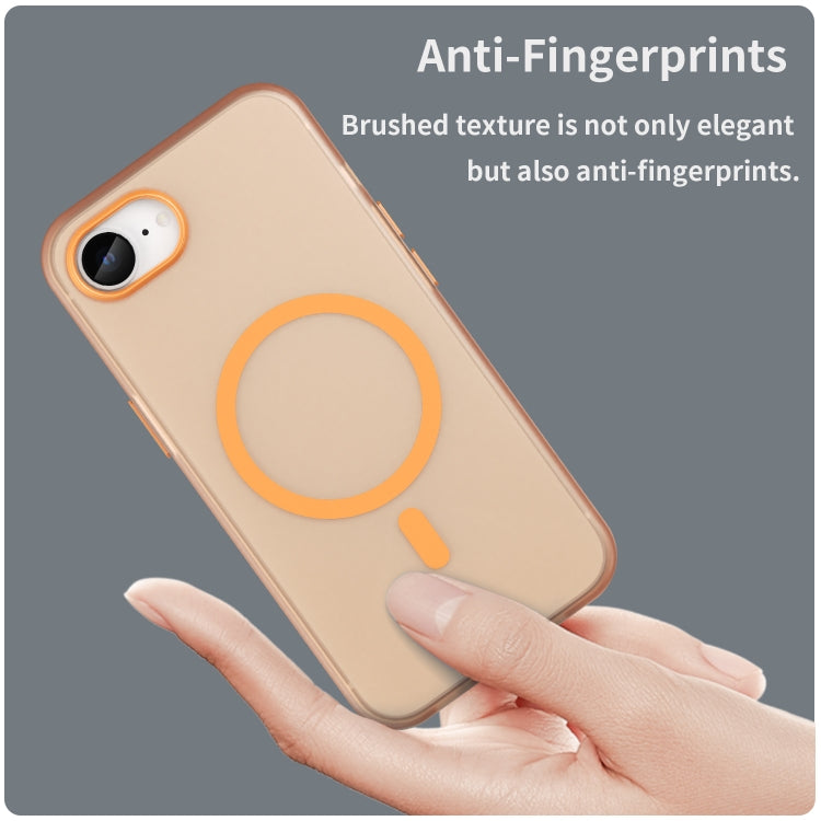 For iPhone 16e MagSafe Frosted Translucent TPU + PC Full Coverage Phone Case(Orange) by buy2fix
