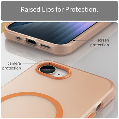 For iPhone 16e MagSafe Frosted Translucent TPU + PC Full Coverage Phone Case(Orange) by buy2fix