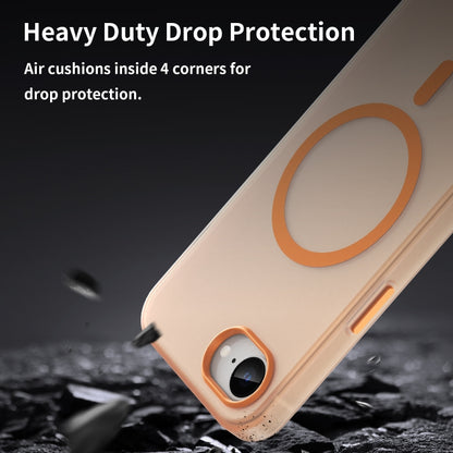 For iPhone 16e MagSafe Frosted Translucent TPU + PC Full Coverage Phone Case(Orange) by buy2fix