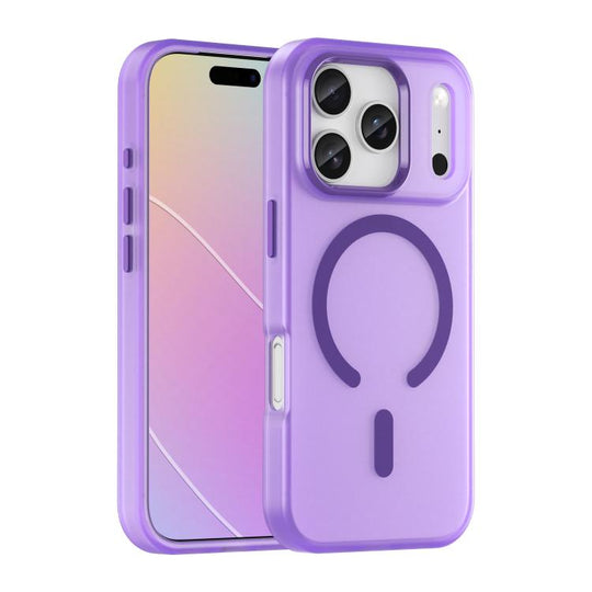 For iPhone 18 Pro MagSafe Frosted Translucent TPU + PC Full Coverage Phone Case(Dark Purple)