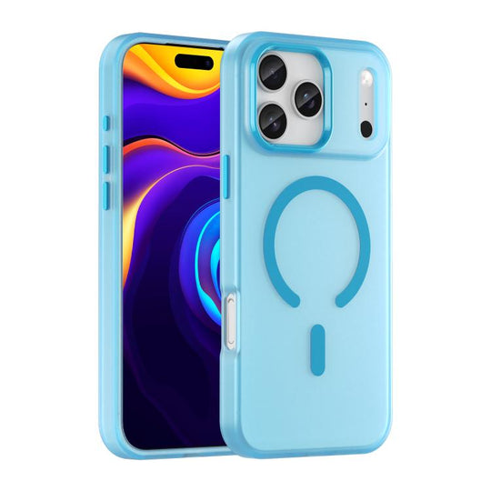 For iPhone 18 Pro Max MagSafe Frosted Translucent TPU + PC Full Coverage Phone Case(Blue)