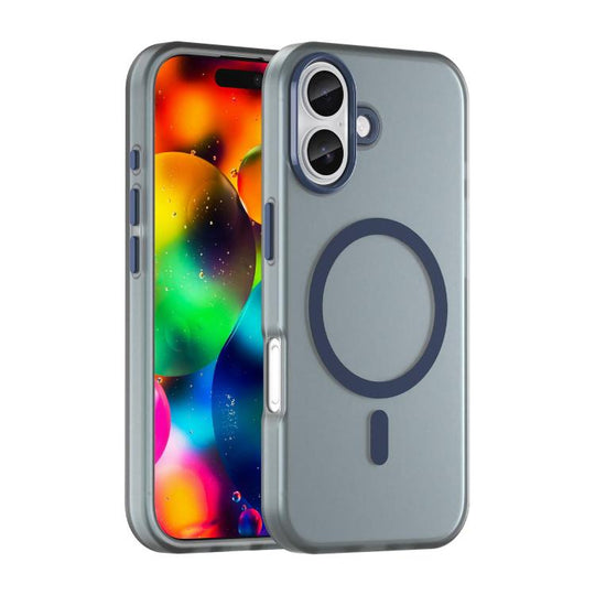 For iPhone 18 MagSafe Frosted Translucent TPU + PC Full Coverage Phone Case(Dark Blue)