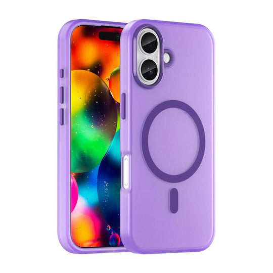For iPhone 18 MagSafe Frosted Translucent TPU + PC Full Coverage Phone Case(Dark Purple)