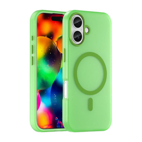 For iPhone 18 MagSafe Frosted Translucent TPU + PC Full Coverage Phone Case(Green)