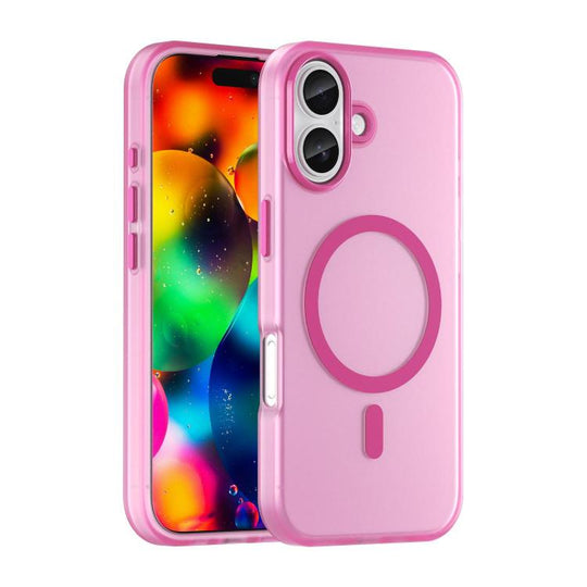For iPhone 18 MagSafe Frosted Translucent TPU + PC Full Coverage Phone Case(Pink)