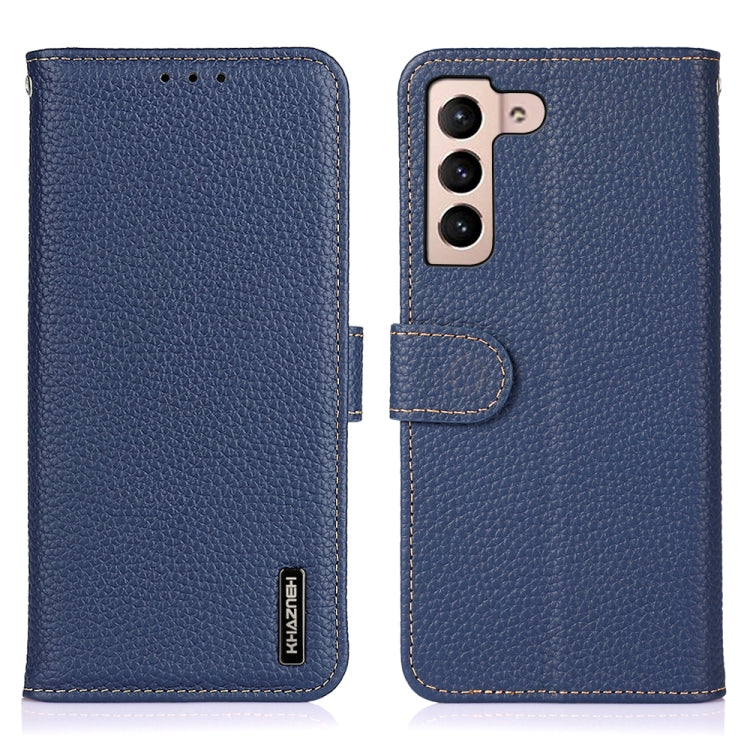 For Samsung Galaxy A35 5G KHAZNEH Litchi Genuine Leather Phone Case(Blue) - Galaxy Phone Cases by buy2fix | Online Shopping UK | buy2fix
