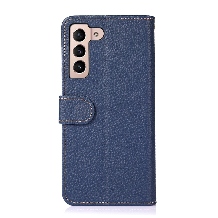 For Samsung Galaxy A35 5G KHAZNEH Litchi Genuine Leather Phone Case(Blue) - Galaxy Phone Cases by buy2fix | Online Shopping UK | buy2fix