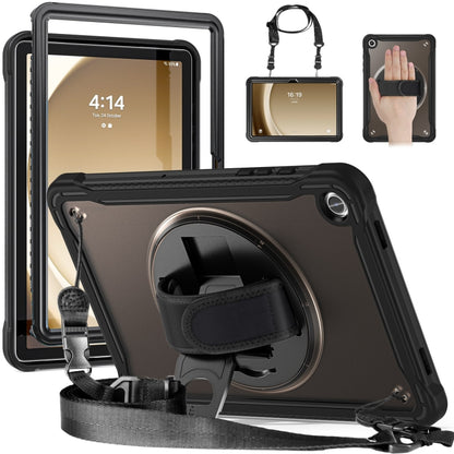 For Samsung Galaxy Tab A9+ X210/X215 Heavy Duty Hybrid Tablet Case with Handle & Strap(Clear Black) - Galaxy Tab A9+ by buy2fix | Online Shopping UK | buy2fix