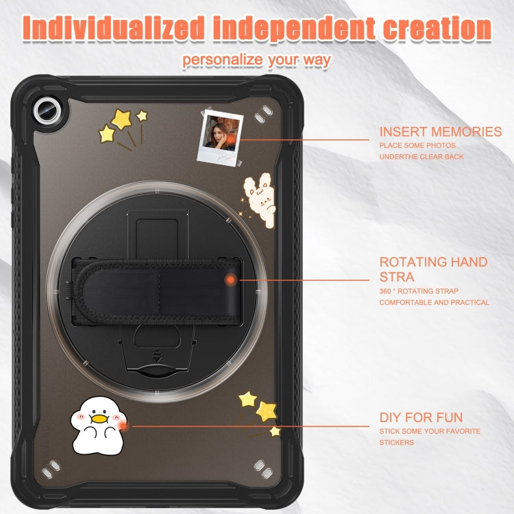 For Samsung Galaxy Tab A9+ X210/X215 Heavy Duty Hybrid Tablet Case with Handle & Strap(Clear Black) - Galaxy Tab A9+ by buy2fix | Online Shopping UK | buy2fix