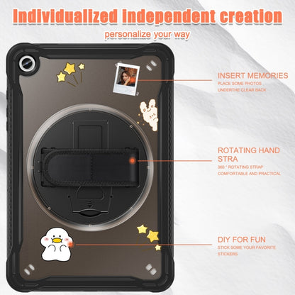 For Samsung Galaxy Tab A9+ X210/X215 Heavy Duty Hybrid Tablet Case with Handle & Strap(Clear Black) - Galaxy Tab A9+ by buy2fix | Online Shopping UK | buy2fix