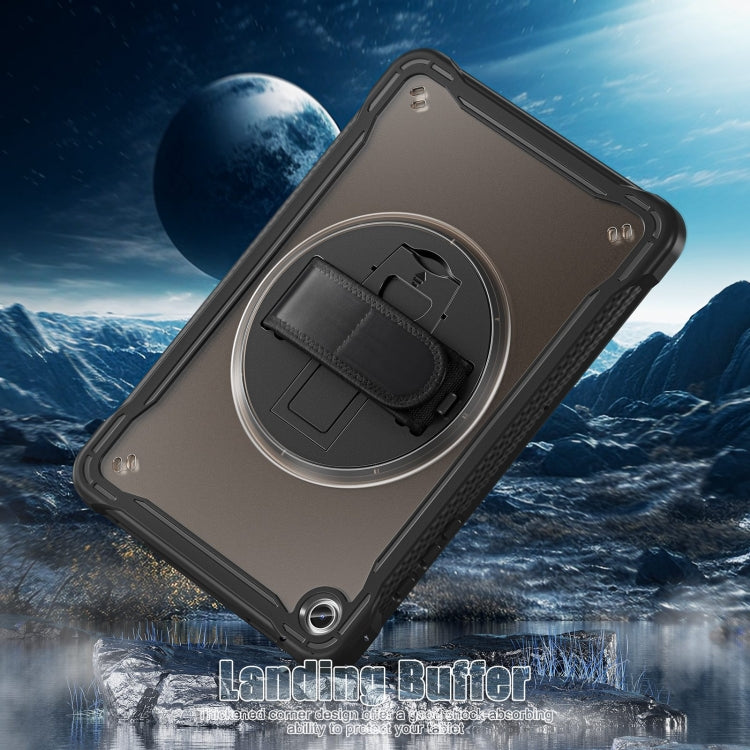 For Samsung Galaxy Tab A9+ X210/X215 Heavy Duty Hybrid Tablet Case with Handle & Strap(Clear Black) - Galaxy Tab A9+ by buy2fix | Online Shopping UK | buy2fix