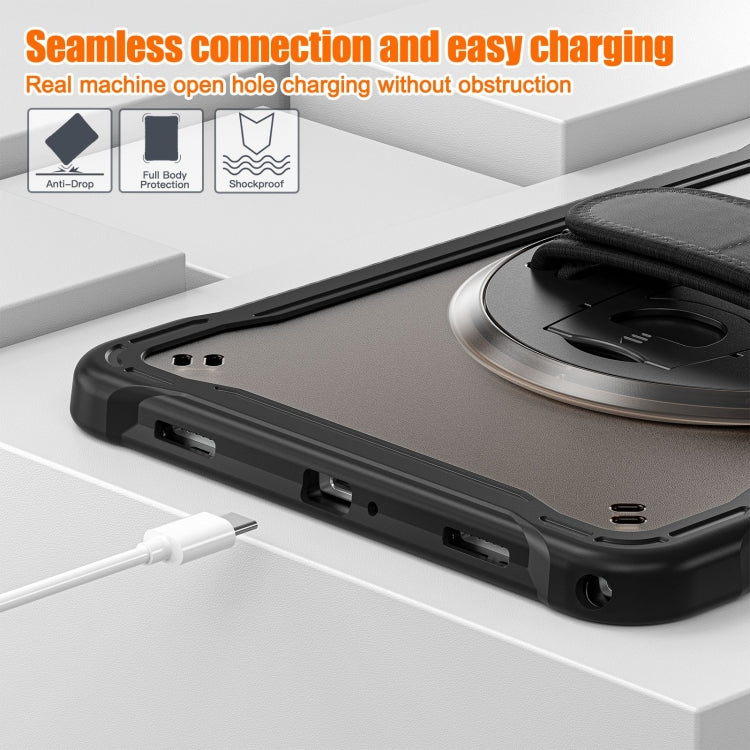 For Samsung Galaxy Tab A9+ X210/X215 Heavy Duty Hybrid Tablet Case with Handle & Strap(Clear Black) - Galaxy Tab A9+ by buy2fix | Online Shopping UK | buy2fix