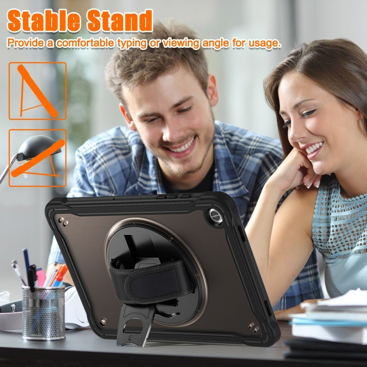 For Samsung Galaxy Tab A9+ X210/X215 Heavy Duty Hybrid Tablet Case with Handle & Strap(Clear Black) - Galaxy Tab A9+ by buy2fix | Online Shopping UK | buy2fix