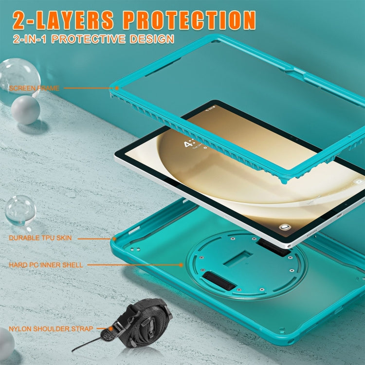 For Samsung Galaxy Tab A9+ X210/X215 Powerful Sailor Hand Grip Heavy Duty Hybrid Tablet Case with Strap(Light Blue) - Galaxy Tab A9+ by buy2fix | Online Shopping UK | buy2fix