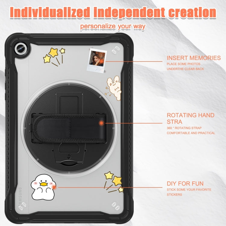 For Samsung Galaxy Tab A9+ X210/X215 Heavy Duty Hybrid Tablet Case with Handle & Strap(Transparent) - Galaxy Tab A9+ by buy2fix | Online Shopping UK | buy2fix