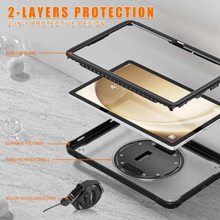 For Samsung Galaxy Tab A9+ X210/X215 Heavy Duty Hybrid Tablet Case with Handle & Strap(Transparent) - Galaxy Tab A9+ by buy2fix | Online Shopping UK | buy2fix