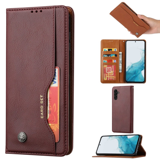 For Samsung Galaxy S25+ 5G Knead Skin Texture Flip Leather Phone Case(Wine Red) by buy2fix