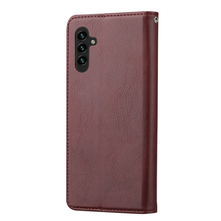 For Samsung Galaxy S25+ 5G Knead Skin Texture Flip Leather Phone Case(Wine Red) by buy2fix