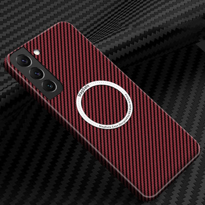 For Samsung Galaxy S25+ 5G Carbon Fiber Texture MagSafe Magnetic Phone Case(Red) by buy2fix