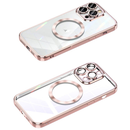 For iPhone 13 Pro Max MagSafe CD Texture Metal Lens Frame Full Coverage Phone Case(Pink) - iPhone 13 Pro Max Cases by buy2fix | Online Shopping UK | buy2fix