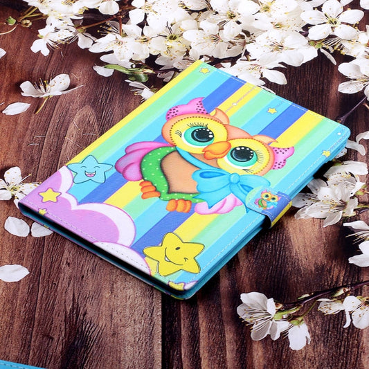 For Lenovo Tab M11/ Xiaoxin Pad 11 2024 Coloured Drawing Stitching Smart Leather Tablet Case(Rainbow Owl) by buy2fix