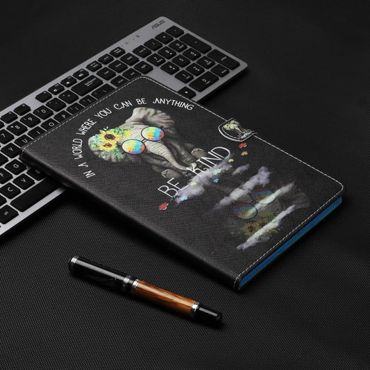 For Lenovo Tab M11/ Xiaoxin Pad 11 2024 Coloured Drawing Stitching Smart Leather Tablet Case(Glasses Elephant) by buy2fix