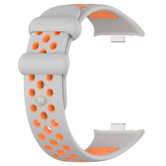 For Redmi Watch 4 Two Color Silicone Sports Watch Band(Grey Orange) by buy2fix