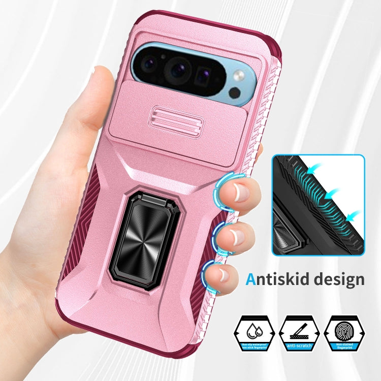 For Google Pixel 9 / Pixel 9 Pro Sliding Camshield Holder Phone Case(Pink + Rose Red) - Google Cases by buy2fix | Online Shopping UK | buy2fix