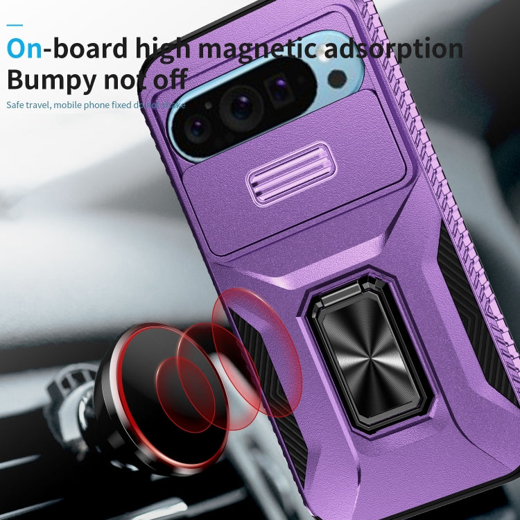 For Google Pixel 9 / Pixel 9 Pro Sliding Camshield Holder Phone Case(Purple) - Google Cases by buy2fix | Online Shopping UK | buy2fix