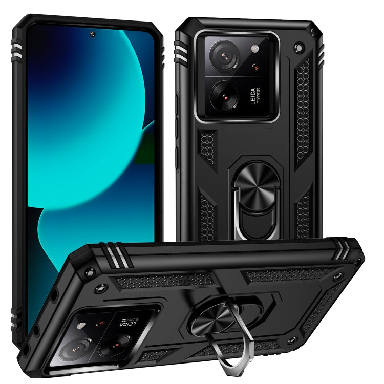 For Xiaomi 13T/13T Pro Shockproof TPU + PC Phone Case with Holder(Black) - Xiaomi Cases by buy2fix | Online Shopping UK | buy2fix