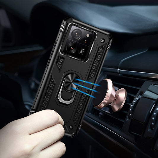 For Xiaomi 13T/13T Pro Shockproof TPU + PC Phone Case with Holder(Black) by buy2fix