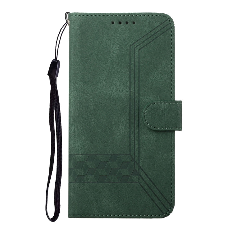 For Google Pixel 9 Cubic Skin Feel Flip Leather Phone Case(Green) - Google Cases by buy2fix | Online Shopping UK | buy2fix