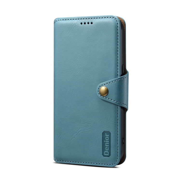 For iPhone 15 Denior Cowhide Texture Wallet Style Leather Phone Case(Blue) - iPhone 15 Cases by Denior | Online Shopping UK | buy2fix