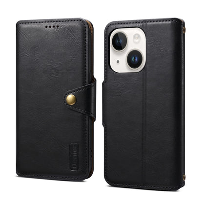 For iPhone 14 Plus Denior Cowhide Texture Wallet Style Leather Phone Case(Black) - iPhone 14 Plus Cases by Denior | Online Shopping UK | buy2fix