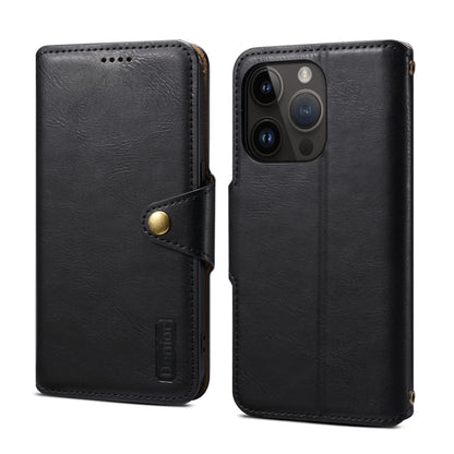 For iPhone 14 Pro Max Denior Cowhide Texture Wallet Style Leather Phone Case(Black) - iPhone 14 Pro Max Cases by Denior | Online Shopping UK | buy2fix